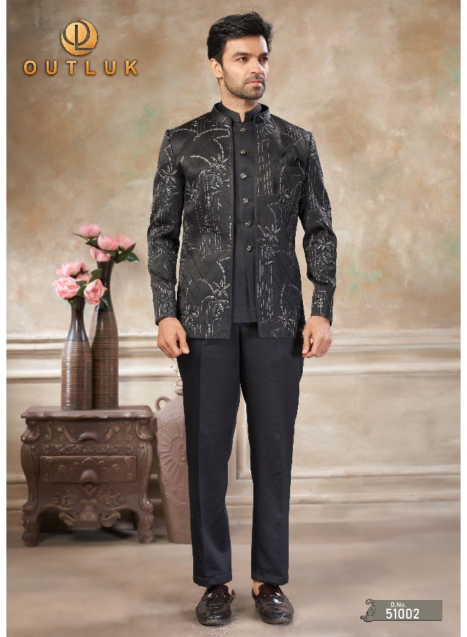 OUTLUK Black Jodhpuri Jacket for Men - Image 1